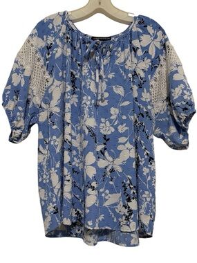 Adrienne Vittadini Floral Peasant Top